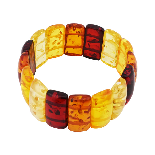 Yellow & Red Amber Swirl Stretch Bracelet