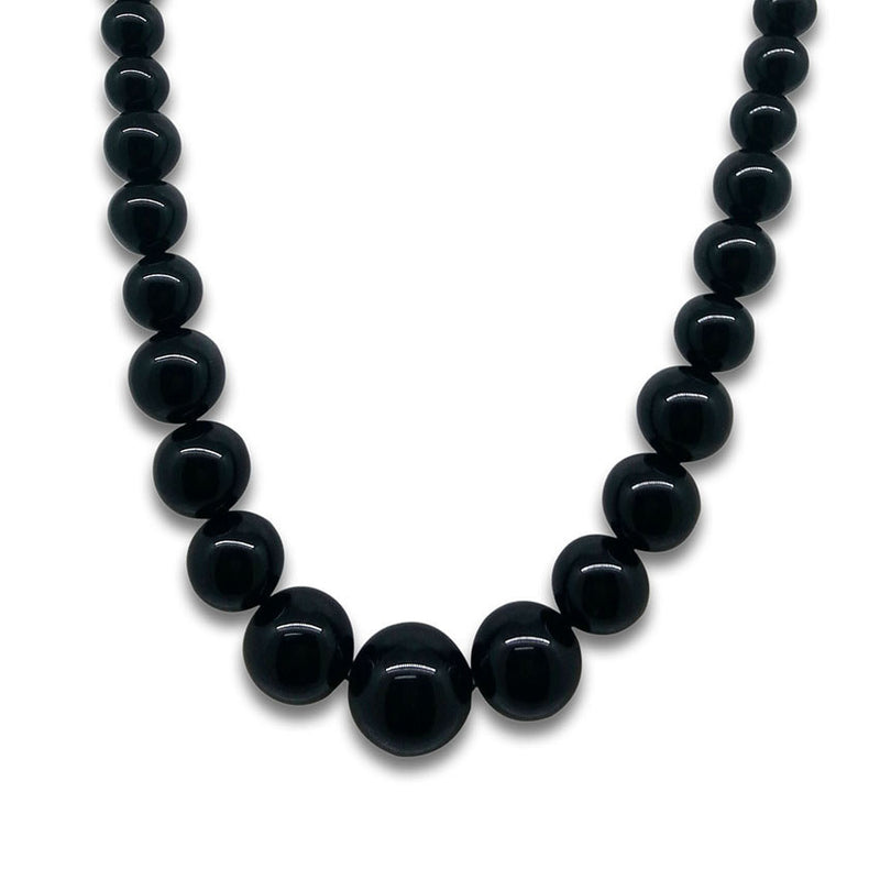 V3 Jewelry Black Agate & Sterling Silver Beaded Necklace-20"