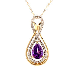 Amethyst Diamond Fashion Pendants 14KT Yellow Gold