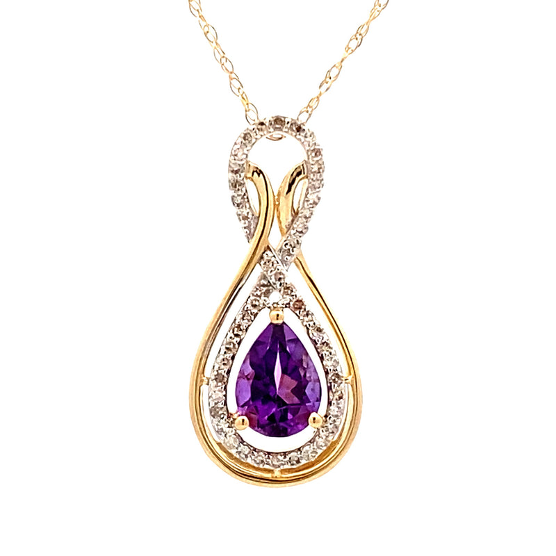 Amethyst Diamond Fashion Pendants 14KT Yellow Gold