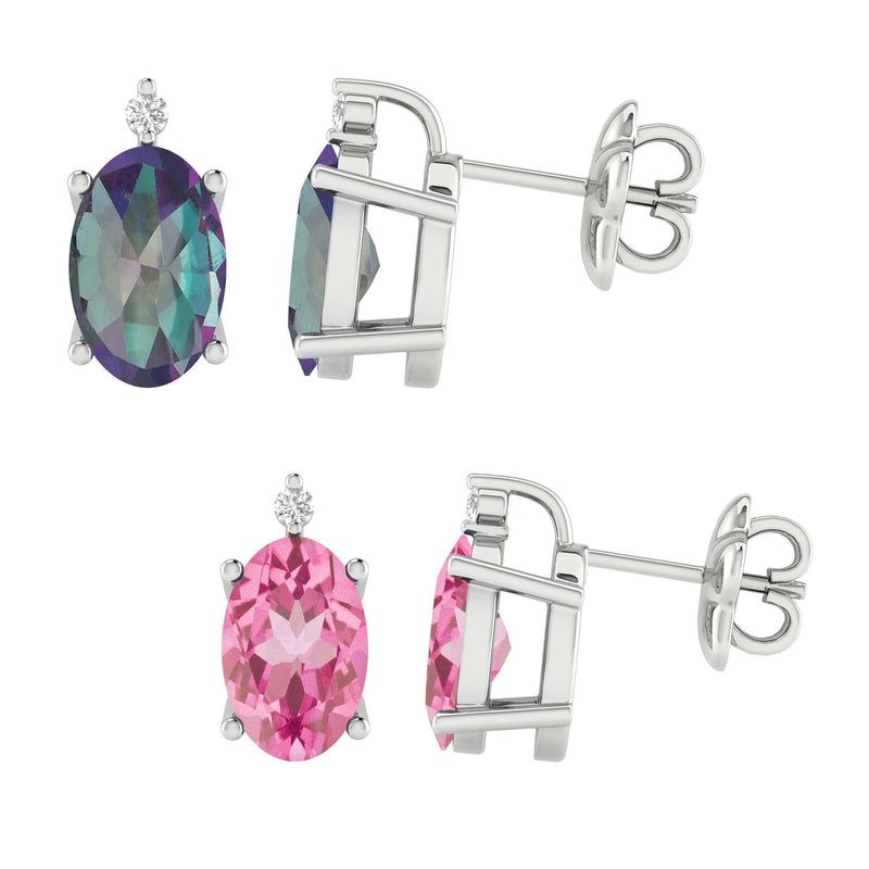 V3 Jewelry Mystic and Pink Topaz Sterling Silver Stud Earrings Set