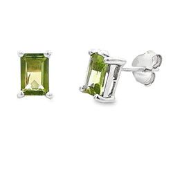 Natural 1.05ct Peridot Stud Earrings 10KT White Gold