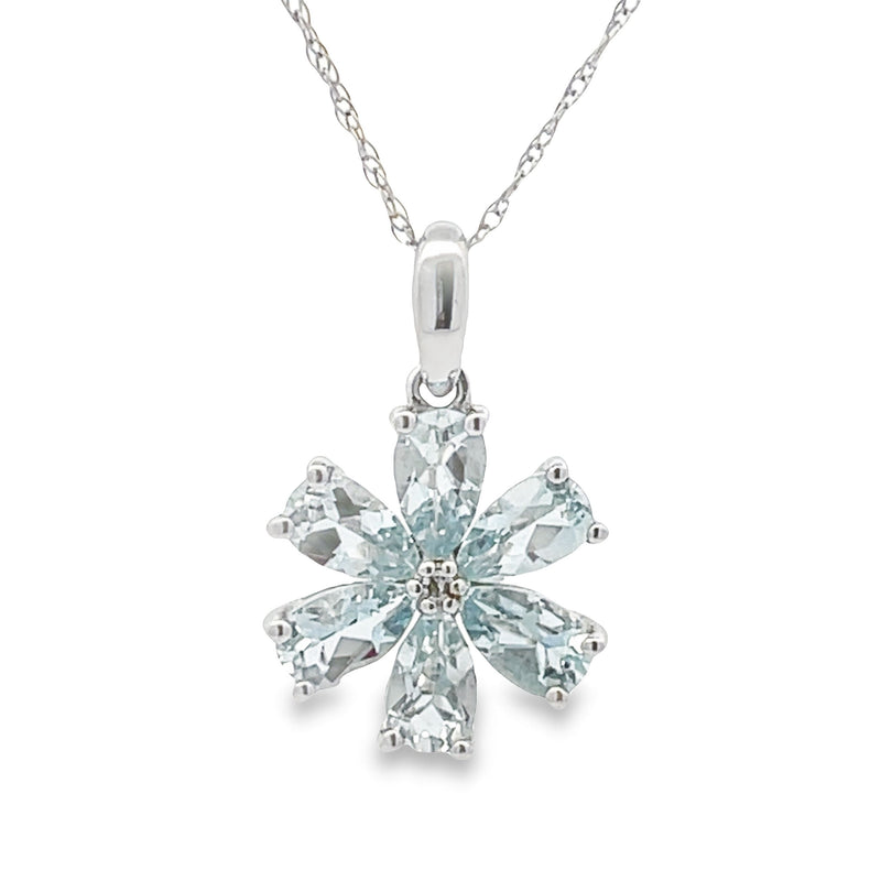 Aquamarine Diamond Fashion Pendants 14KT White Gold