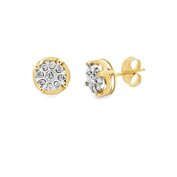 Natural .25ct Diamond Stud Earrings 10KT Yellow Gold