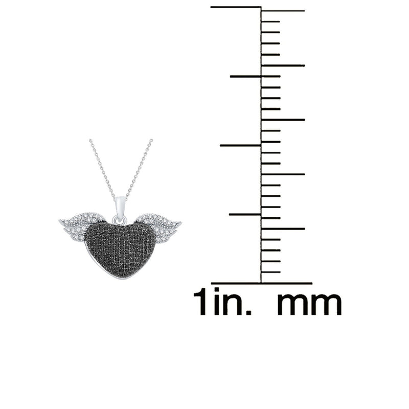 V3 Jewelry Heart Pendant Necklace 925 Sterling Silver with Natural Black Spinel and White Zircon Gift for Her