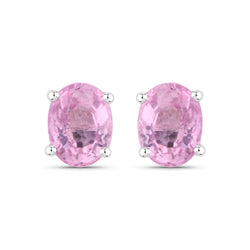 0.96 Carat Genuine Pink Sapphire 14K White Gold Earrings