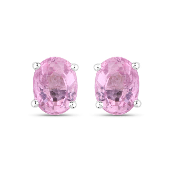 0.96 Carat Genuine Pink Sapphire 14K White Gold Earrings