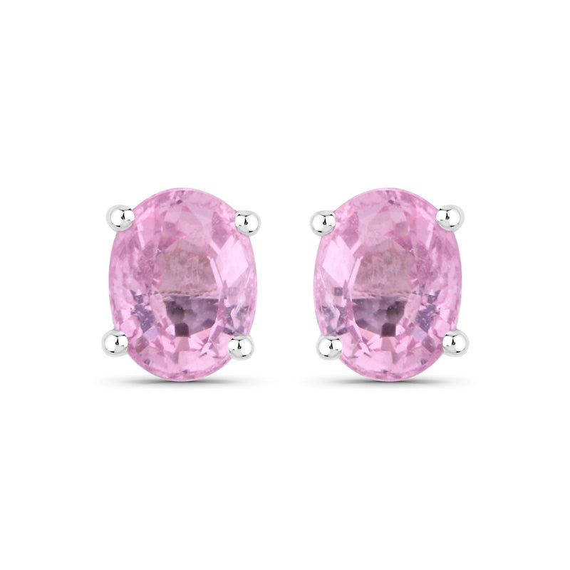 0.96 Carat Genuine Pink Sapphire 14K White Gold Earrings