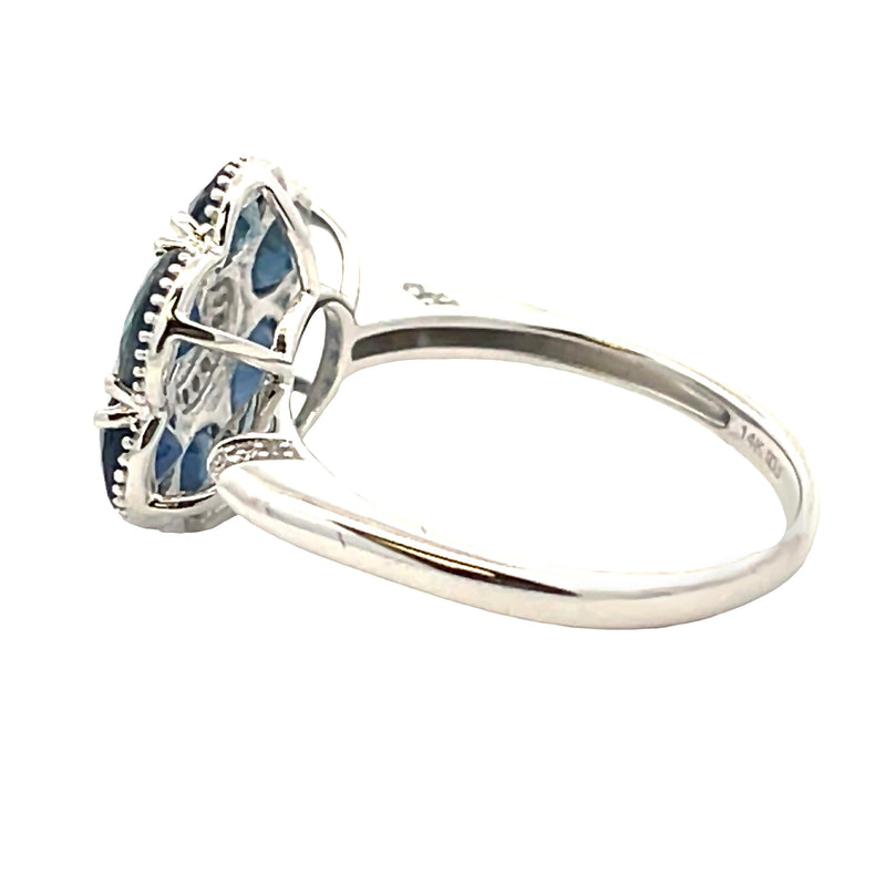 Genuine 2.74ct Sapphire Diamond Ring 14KT White Gold