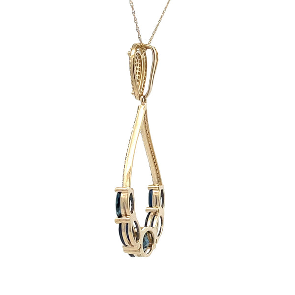 Sapphire Diamond Fashion Pendants 14KT Yellow Gold