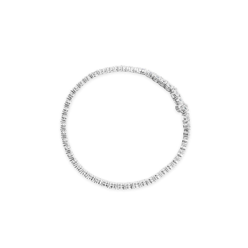 10k White Gold 1.0 Cttw Round-Cut Diamond Miracle Plate Tennis 7" Bracelet (I-J Color, SI2-I1 Clarity)