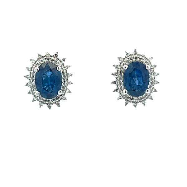 1.95ct Sapphire Diamond Earrings 14KT White Gold