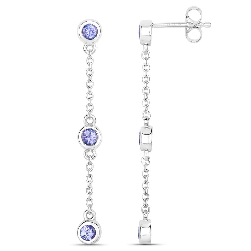 0.60 Carat Genuine Tanzanite .925 Sterling Silver Earrings