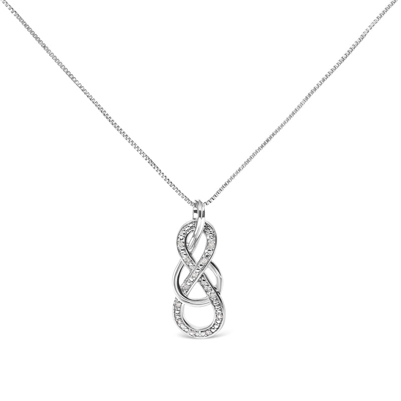 925 Sterling Silver Diamond Accent Interlocking Infinity Pendant Necklace (H-I Color, I2-I3 Clarity) - 18" Inches