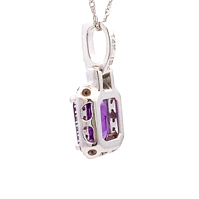 Amethyst Diamond Fashion Pendants 14KT White Gold