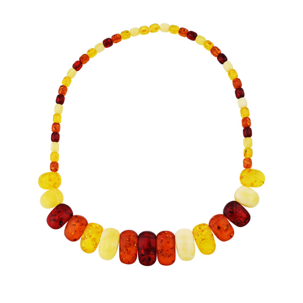 Multi Color Amber Flat Statement Necklace