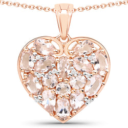 2.95 Carat Genuine Morganite and White Zircon .925 Sterling Silver Pendant