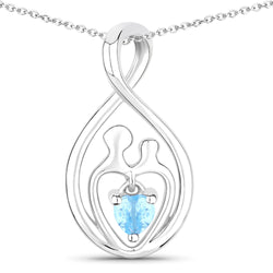 0.13 Carat Genuine Swiss Blue Topaz .925 Sterling Silver Pendant