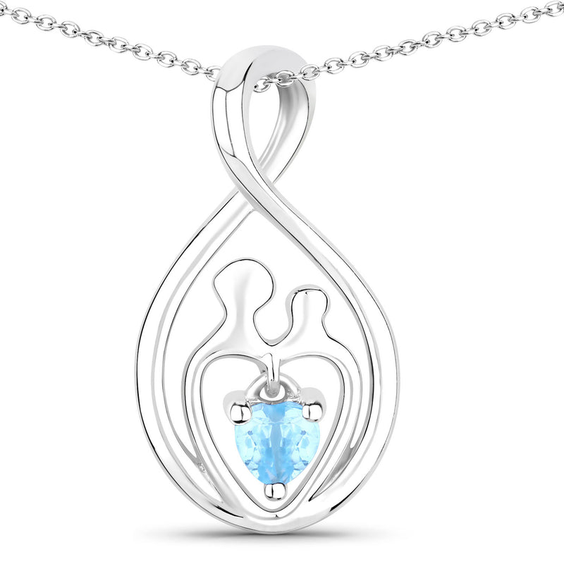 0.13 Carat Genuine Swiss Blue Topaz .925 Sterling Silver Pendant