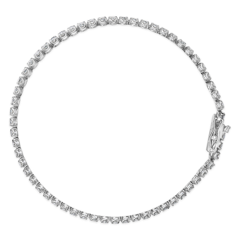 18K White Gold 5 3/5 Cttw Natural Diamond Double Row Link Tennis Bracelet (G-H Color, VS1-VS2 Clarity) - 7" Inches