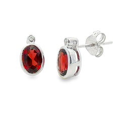 1.07ct Garnet Diamond Stud Earrings 10KT White Gold