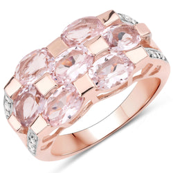 2.65 Carat Genuine Morganite and White Diamond .925 Sterling Silver Ring