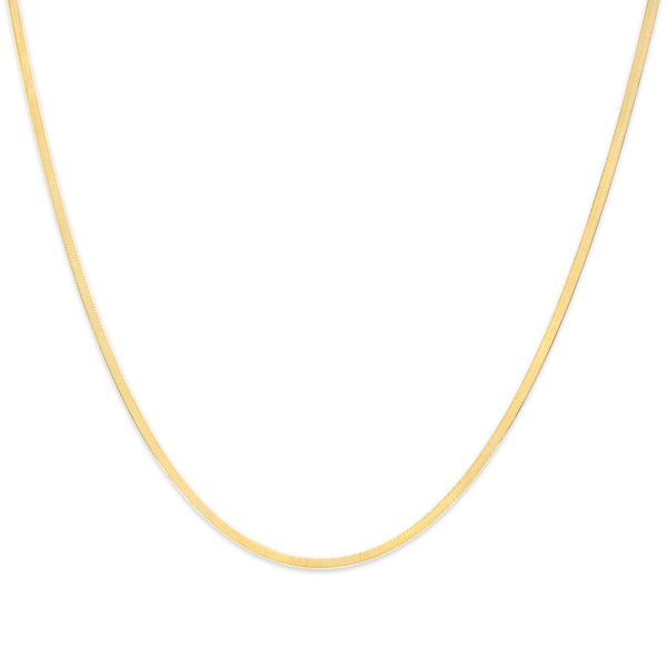 Unisex Solid 14K Yellow Gold 2.8mm Imperial Herringbone Chain Necklace - 18" Inches