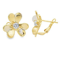 Genuine Cubic Zirconia Flower Earrings Sterling Silver