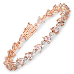 7.56 Carat Genuine Morganite and White Diamond 14K Rose Gold Bracelet