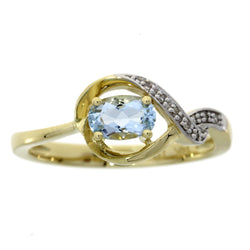 Natural .43ct Aquamarine Diamond Ring 14KT Yellow Gold