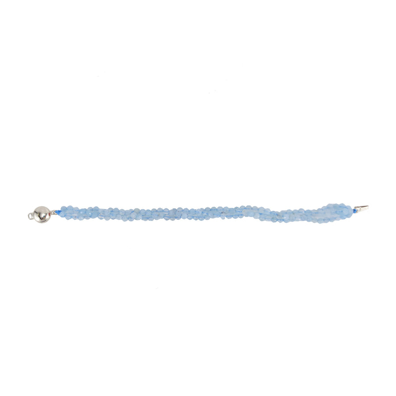 V3 Jewelry Aquamarine Sterling Silver Three-String Bead Bracelet