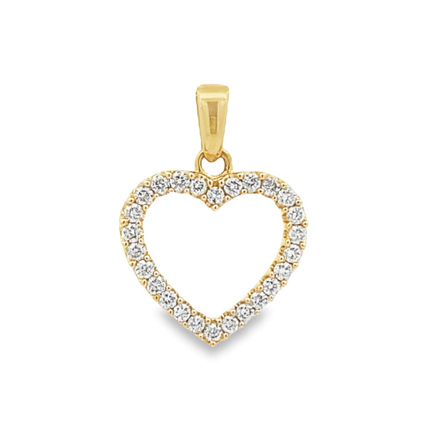 .25ct Diamond Heart Love Pendant 14KT Yellow Gold