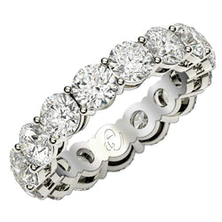 Round Cut Lab Grown Diamond Eternity Ring in 14k White Gold (5 cttw FG/VS2)