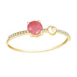 Gold-Tone Bangle Bracelet with 10mm Pink Opal and Cubic Zirconia