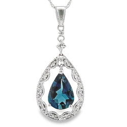 London Blue Topaz Fashion Pendants 14KT White Gold