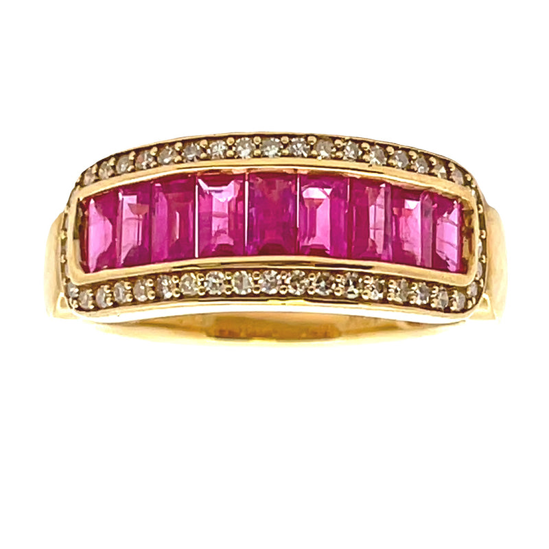 2.00ct Ruby Diamond Fashion band rings 10KT Yellow Gold