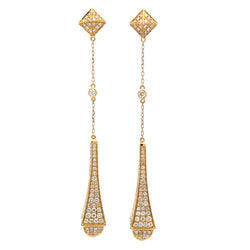 Natural 3.40ct Diamond Dangle Earrings 18KT Yellow Gold