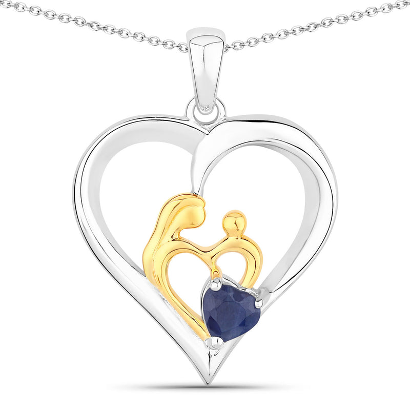 0.50 Carat Genuine Blue Sapphire .925 Sterling Silver Pendant