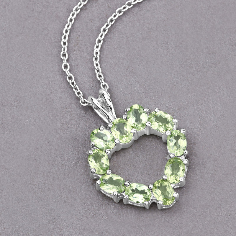 1.70 Carat Genuine Peridot .925 Sterling Silver Pendant