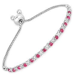 0.88 Carat Genuine Ruby .925 Sterling Silver Bracelet