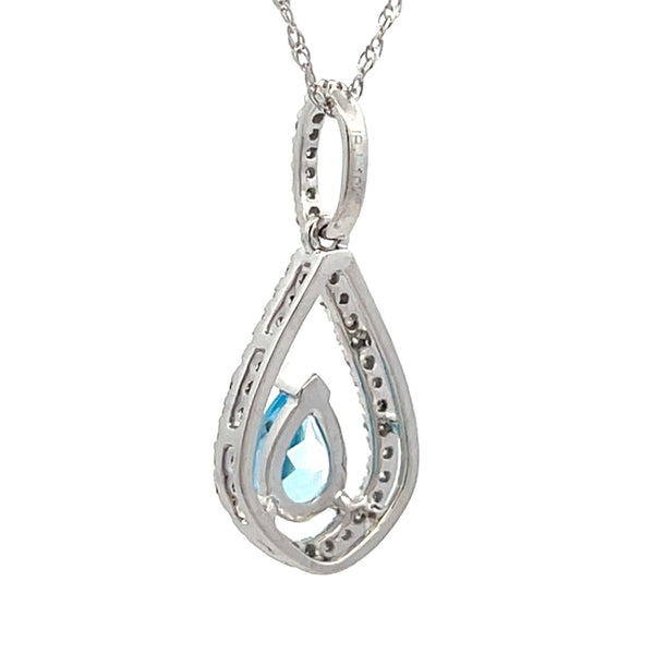 Blue Topaz Diamond Fashion Pendants 10KT White Gold