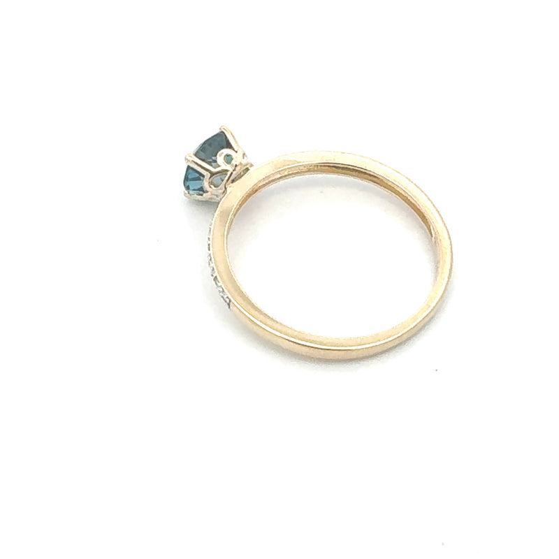 1.01ct London Blue Topaz Diamond Ring 10KT Yellow Gold