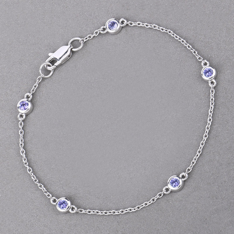 0.50 Carat Genuine Tanzanite .925 Sterling Silver Bracelet