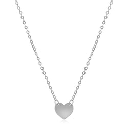 14k White Gold Polished Mini Heart Necklace