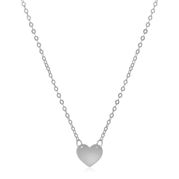 14k White Gold Polished Mini Heart Necklace