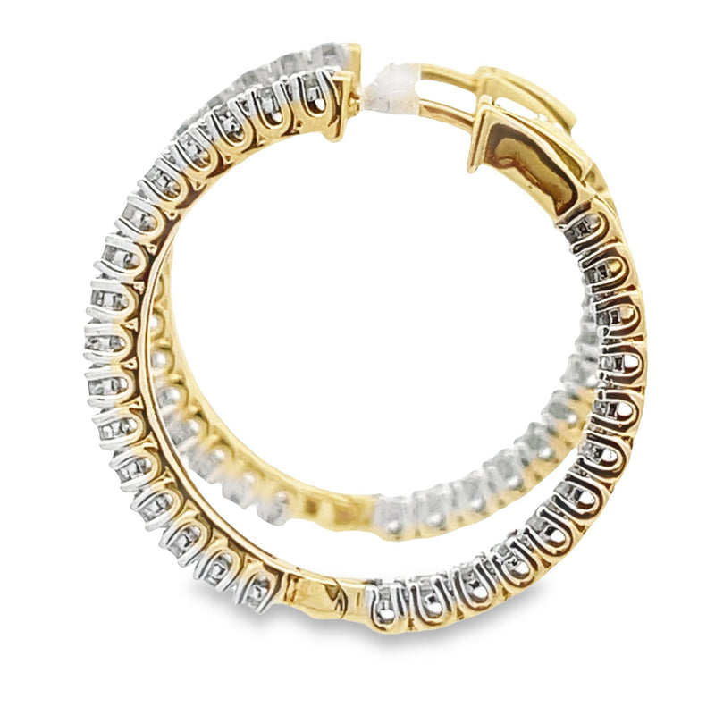 Genuine 1.53ct Diamond Hoop Earrings 10KT Yellow Gold