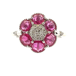 Natural 2.08ct Ruby Diamond Ring 14KT White Gold