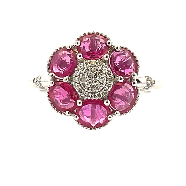 Natural 2.08ct Ruby Diamond Ring 14KT White Gold