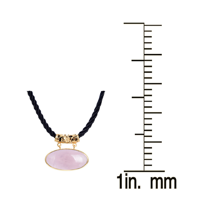 Rose Quartz Gold plated Sterling Silver Pendant with 18" Black Cord