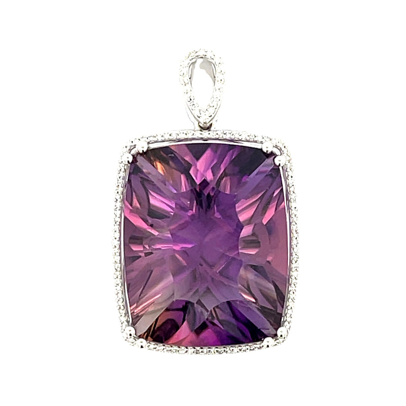 Amethyst Diamond Fashion Pendants 14KT White Gold